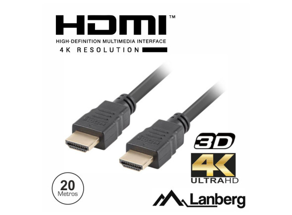 Lanberg   Cabo HDMI Dourado Macho / Macho 2.0 4K 20m